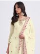 Attractive Light Yellow Thread Embroidery Georgette Sharara Suit
