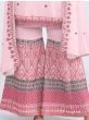 Elegant Light Pink Thread Embroidery Georgette Sharara Suit
