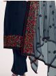 Beauteous Navy Blue Embroidered georgette Fancy Salwar Suit