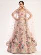  Excellent Peach Sequins Embroidered Net Wedding Wear Lehenga Choli