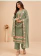Amazing Olive green Floral Georgette palazzo suit with dupatta