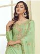 Pista Green Hand Work Georgette Festive Wear Pant Salwar Suit