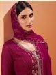 Gorgeous Magenta Sequins Work Georgette Party Wear Sharara Suit