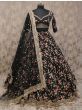 Stunning Black Embroidery Chinon Silk Wedding Wear Lehenga Choli