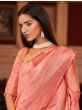 Aristocratic Corel Pink Digital Print Silk Wedding Wear Saree With blouse
