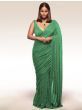 Sabyasachi Green Sequins Georgette Party Wear Saree With Blouse