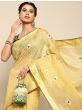Remarkable Yellow Gota Work Poly Cotton Saree With Blouse