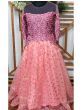 Peach Sequins Embroidered Organza Party Wear Gown