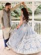 Gorgeous Sky Blue Zari Work Net Wedding Wear Lehenga Choli
