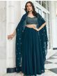 Lovable Navy-Blue Embroidered Georgette Cocktail Wear Lehenga Choli with Shrug