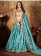 Sky Blue Floral Digital Printed Organza Wedding Wear Lehenga Choli