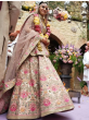 Anushka Sharma Peach Embroidered Taffeta Silk Bridal Wear Lehenga Choli 