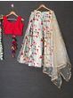 Grey - Red Floral Printed Party Wear Lehenga Choli With Dupatta 