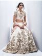 Off-White Floral Embroidery Art Silk Wedding Lehenga Choli With Peach Dupatta (Default)