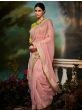 Gorgeous Light-Pink organza Silk Saree With Blouse