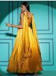 Sun-Kissed Yellow Thread Embroidered Chinon Haldi Gown with Dupatta