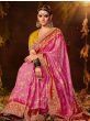 Abundant Pink Bandhani Printed Silk Wedding Wear Saree With Blouse
