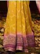 Prodigious Yellow Embroidered Silk Wedding Wear Saree With Blouse