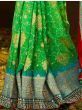 Marvelous Green Zari Weaving Silk Festival Wear Saree With Blouse