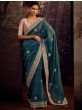 Awesome Deep Green Sequin Silk Party Wear Saree With Blouse