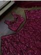 Remarkable Purple Sequins Velvet Party Wear Ruffle Lehenga Choli