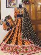 Black and Orange Digital Printed Silk Navarati Lehenga Choli