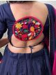 Fabulous Navy Blue-Pink Gamthi Work Cotton Navratri Wear Chaniya Choli