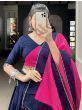 Fabulous Navy Blue-Pink Gamthi Work Cotton Navratri Wear Chaniya Choli