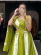 Stunning Parrot-Green Mirror Work Cotton Navratri Wear Lehenga Choli