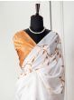 Wonderful White Digital Print Satin Silk Occasion Saree With Blouse
