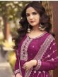  Vivacious Magenta Embroidred Dola Silk Wedding Wear Salwar Kameez