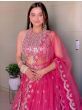 Amazing Punch Pink Zari Foil Mirror Georgette Wedding Wear Lehenga Choli 