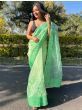 Attractive Green Sequins Embroidered Organza Party Wear Saree