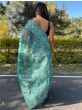 Exquisite Aqua Blue Thread Embroidery Organza Saree With Blouse