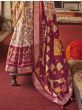 Off-White & Purple Patola Printed Wedding Wear Silk Saree With Blouse