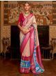 Gorgeous Cream Printed Patola Silk Saree With Blouse