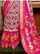 Bewitching White-Pink Patola Printed Silk Saree With Blouse