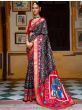 Attractive Black-Red Patola Printed Silk Saree With Blouse