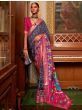 Lovely Black-Pink Patola Printed Silk Saree With Blouse