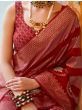 Remarkable Maroon Foil Printed Silk Wedding Wear Saree With Blouse
