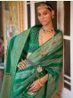 Fascinating Green Foil Printed Silk Traditional Saree With Blouse
