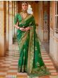Capricious Green foil Printed Silk Festival Saree With Blouse