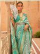 Designer Sea Green Patola Printed Silk Party Wear Saree With Blouse