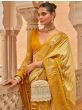 Attractive Mustard Yellow Patola Printed Silk Saree With Blouse