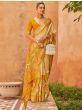 Attractive Mustard Yellow Patola Printed Silk Saree With Blouse
