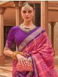 Charming Pink And Purple Digital Printed Patola Silk Saree