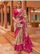 Magnificent Beige And Pink Digital Printed Patola Silk Saree
