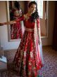 Red Floral Taffeta Silk Party Wear Lehenga Choli with Net Dupatta