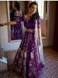 Purple Floral Taffeta Silk Party Wear Lehenga Choli with Net Dupatta