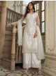 Impulsive White Thread Embroidered Butterfly Net Palazzo Suit